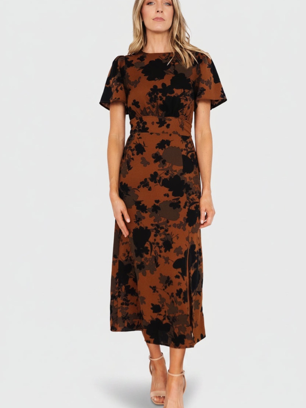 Baltic Born Lenni Midi Dress Espresso Black Floral XL
